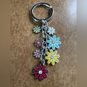 Coach Vintage Floral Charm Keychain with Multicolor Accents